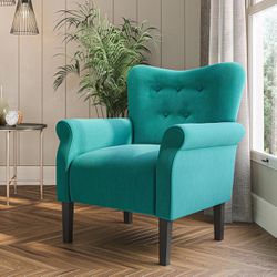 Beautiful Accent Chair,High Back, Wing Back In Teal Color 