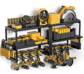 Power Tool Organizer, 15 Min Fast Assembly, 8 Slots 3 Layer Heavy Duty Metal & Max 150lb load Cordless Power Dill Holder in Garage/Workshop/Pegboard/S