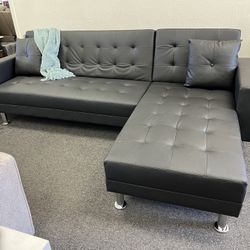 Black Leather Sleeper Sofa ✅ Financing Available - Bad or No Credit Accepted ✅ 