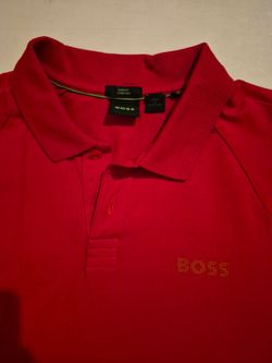 Men's Red Hugo Boss Polo Shirt Size Large