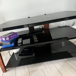 TV stand, 3-tier, glass shelves