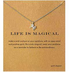 Unicorn Necklace, Life is Magical, Silver 18" chain