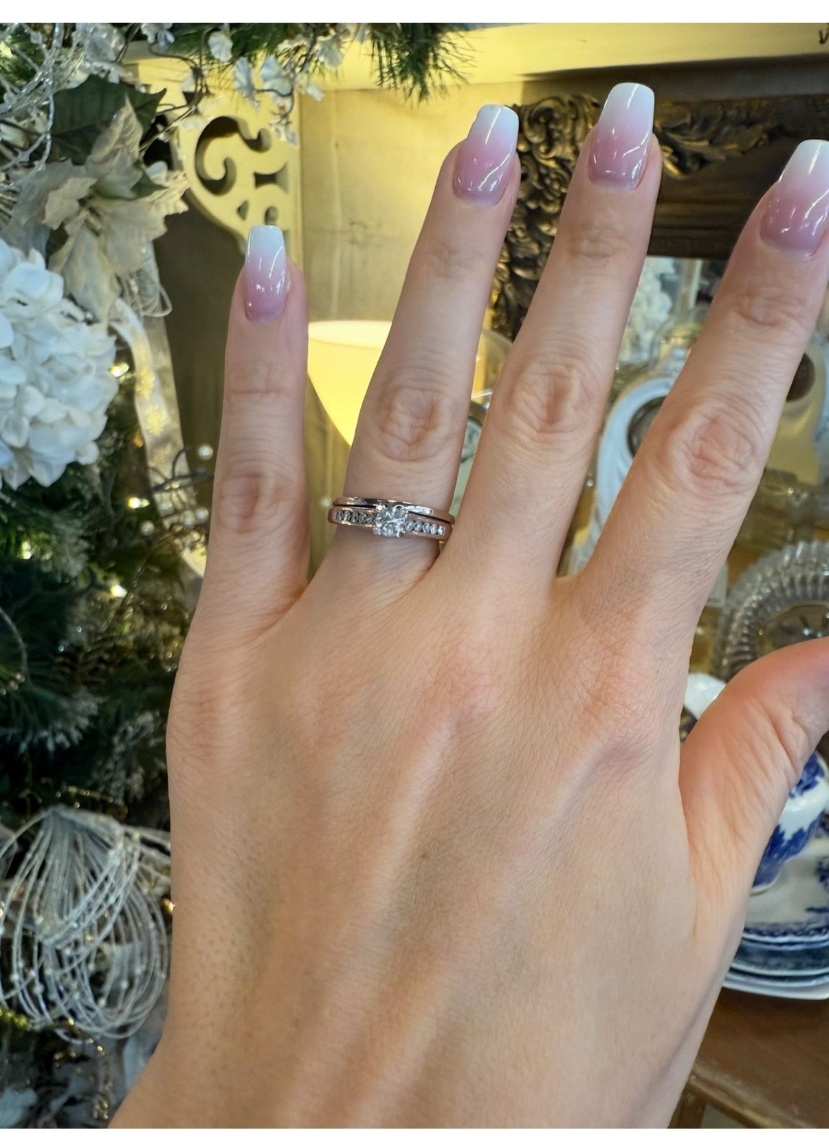 14K Gold Natural Diamonds Engagement Wedding Ring Set
