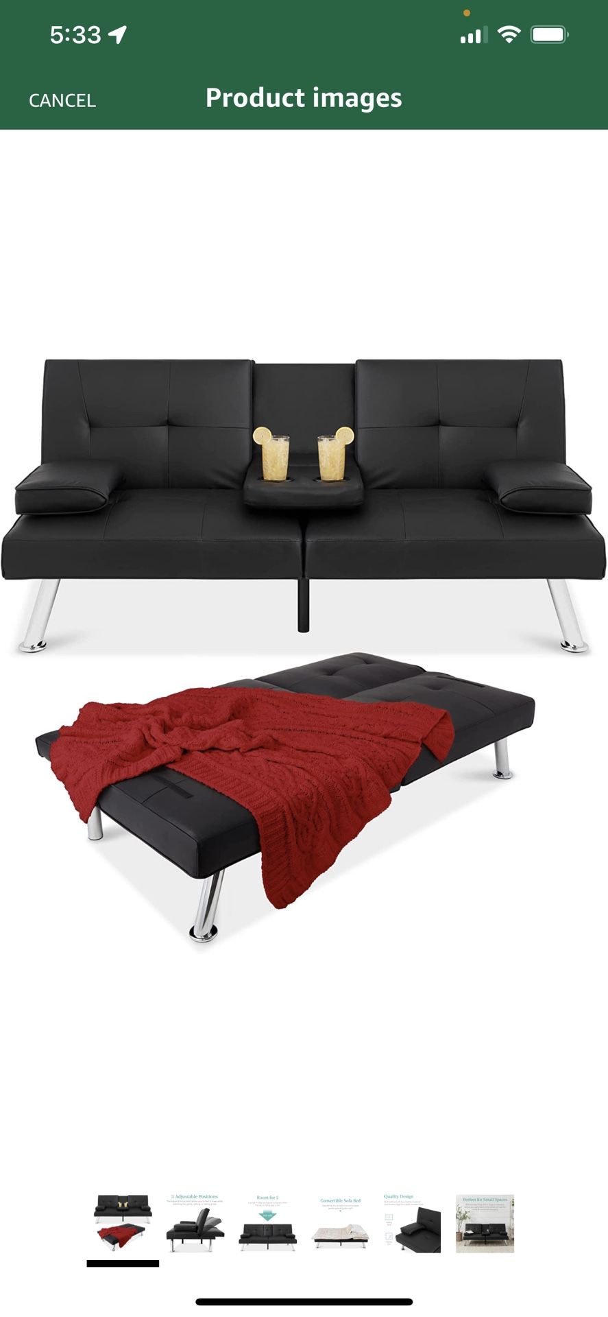 Futon Leather Sofa Bed  NEW IN THE BOX 