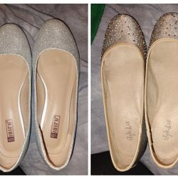New Flats 1 Pr Gold, 1 Pr Silver Size 8