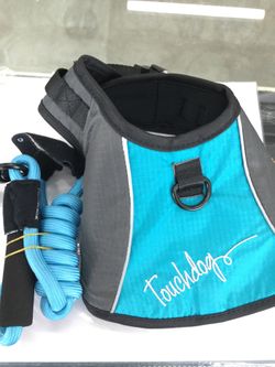 Touch dog reflective max 2 in 1 adjustable dog harness and leash blue small