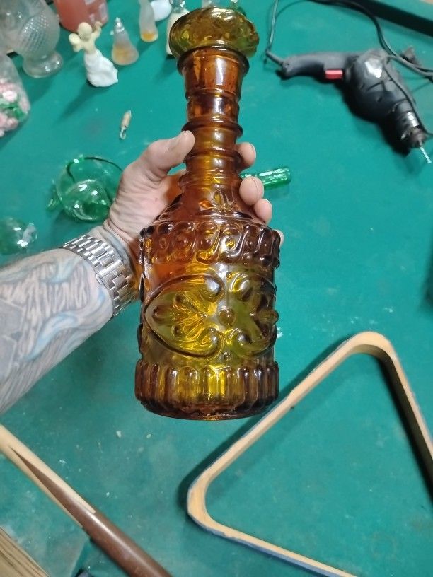 Amber Antique Handblown Decanter