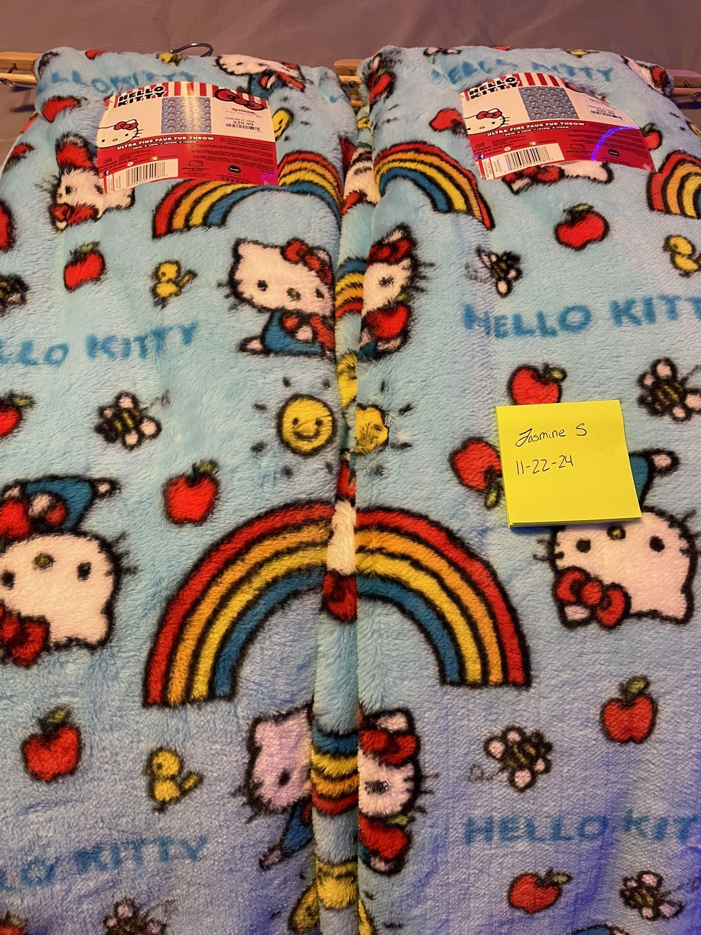 2 Hello Kitty Blankets And 2 Ceramics