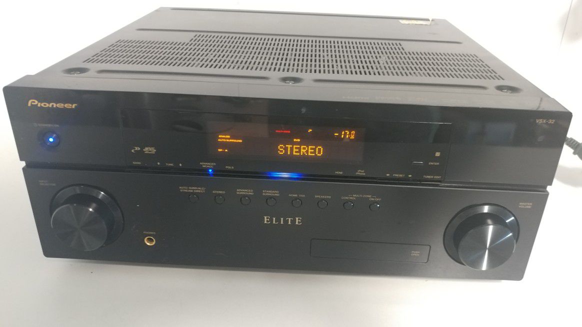 PIONEER ELITE VSX-32 Home Theater Receiver, with proven power cable and control