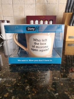 NEW In Box - Funny "Box of Morons" Coffee Mug (Dirty MUD by Our Name is Mud)