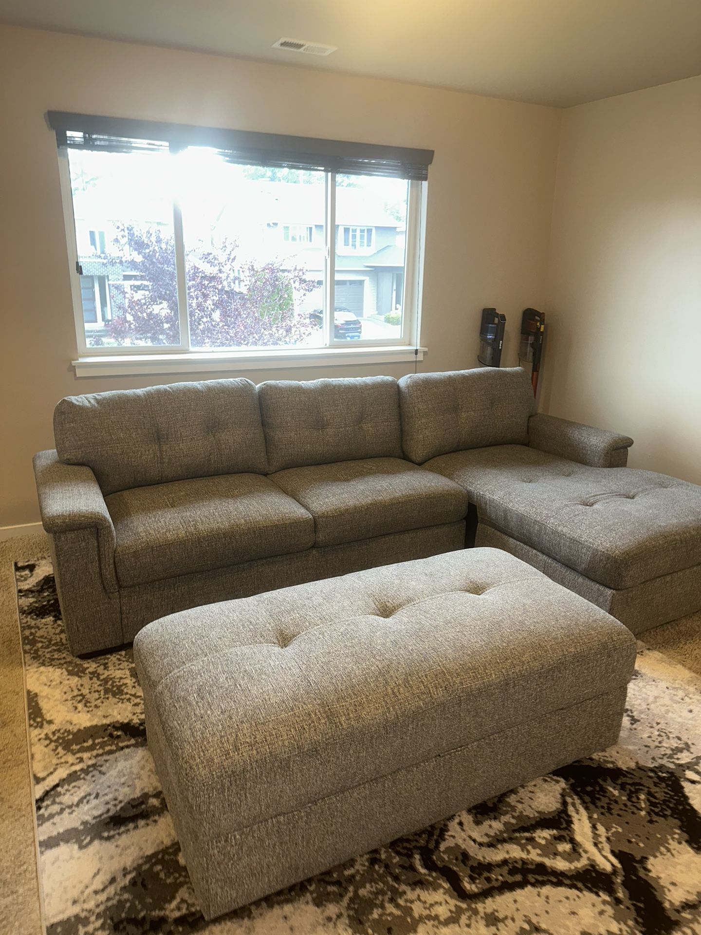 Never Used Sectional Gray Couch W/ Ottoman