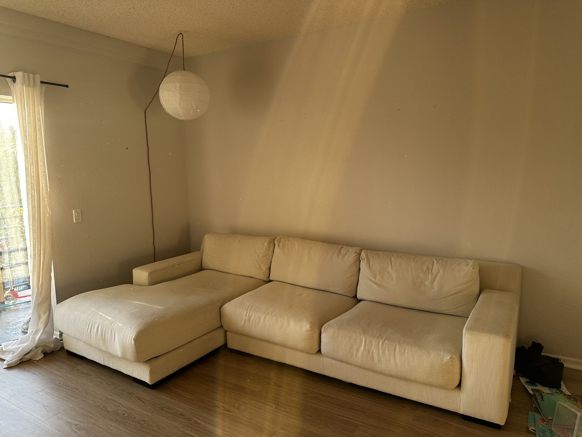 West Elm Section Sofa Dalton 121" Left 2Piece Chaise Sectional, Yarn