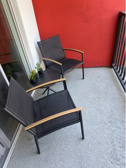 3-Piece Patio Conversation Set – 2 Chairs + Side Table