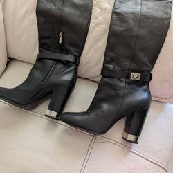 Tall Black Leather Boots Size 8.5