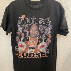 OJ Simpson Rare The Juice is Loose Black Medium Tee T-shirt sports memorabilia football 