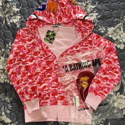 Pink Bape Hoodie Size L