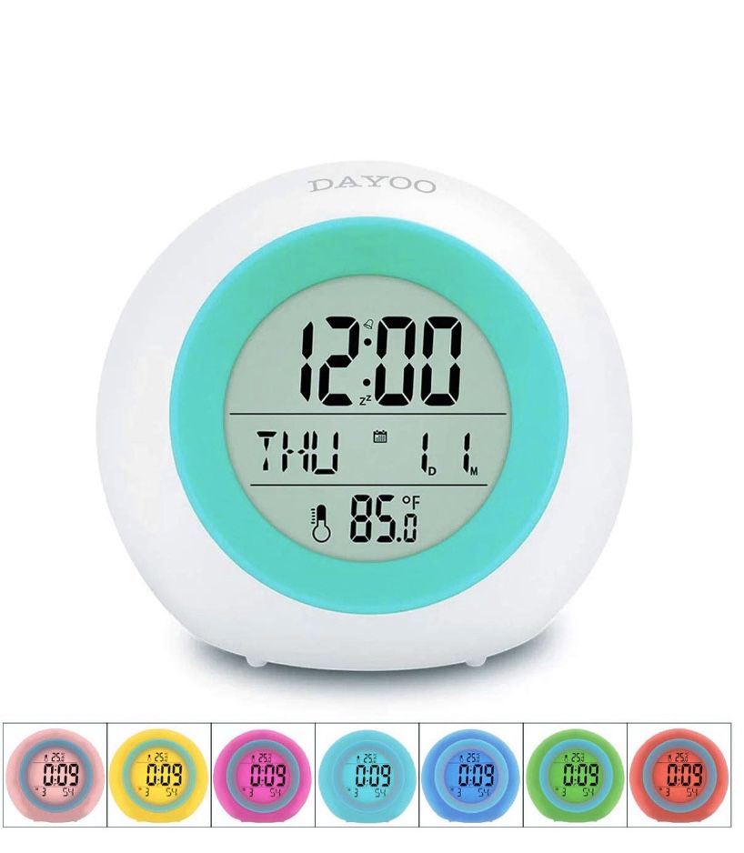 7 Color Changing Night Light Clock for Kids Bedroom