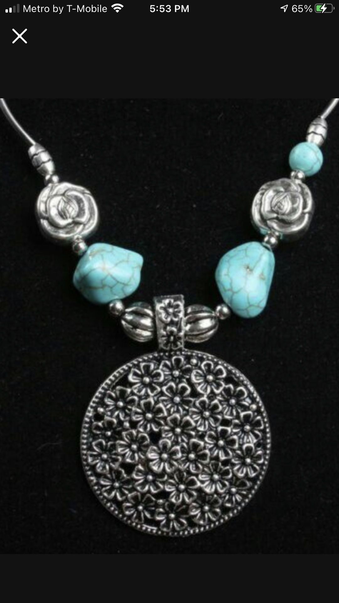 Most Favorite Piece!! Beautiful Turquoise Jade And Tibetan Silver Necklace