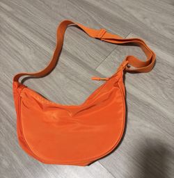 Bright Orange Nylon Crescent Crossbody Sling Bag