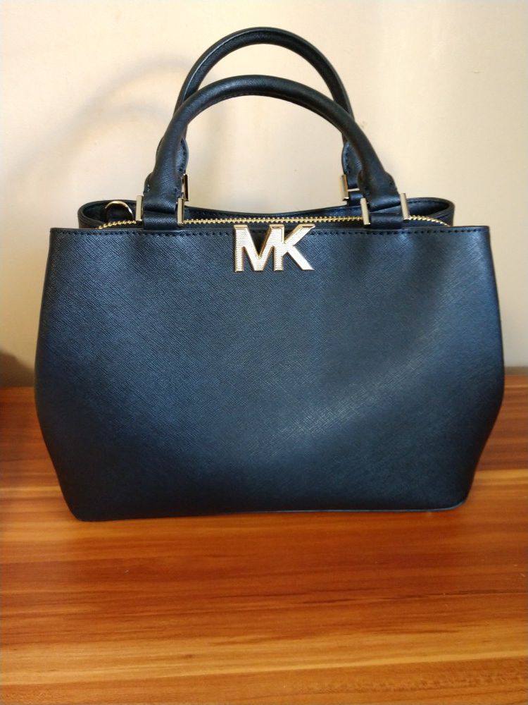 Michael Kors Black Florence Medium Leather Satchel Bag Handbag Purse