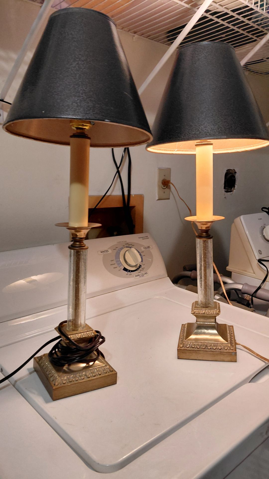 1 pair Vintage french style candlestick tall table lamps