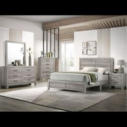 Brand New Light Grey 4pc Bedroom Set (4 Sizes)