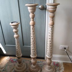 Wood Candle Holder Set 3