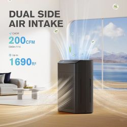 Air Purifiers for Home Large Room Up to 1690 ft² with PM 2.5 Air Quality Monitor, Wi-Fi and Alexa compatible, HEPA Filter Double-sided Air Inlet for S