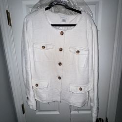 Womens White Tweed XL Jacket