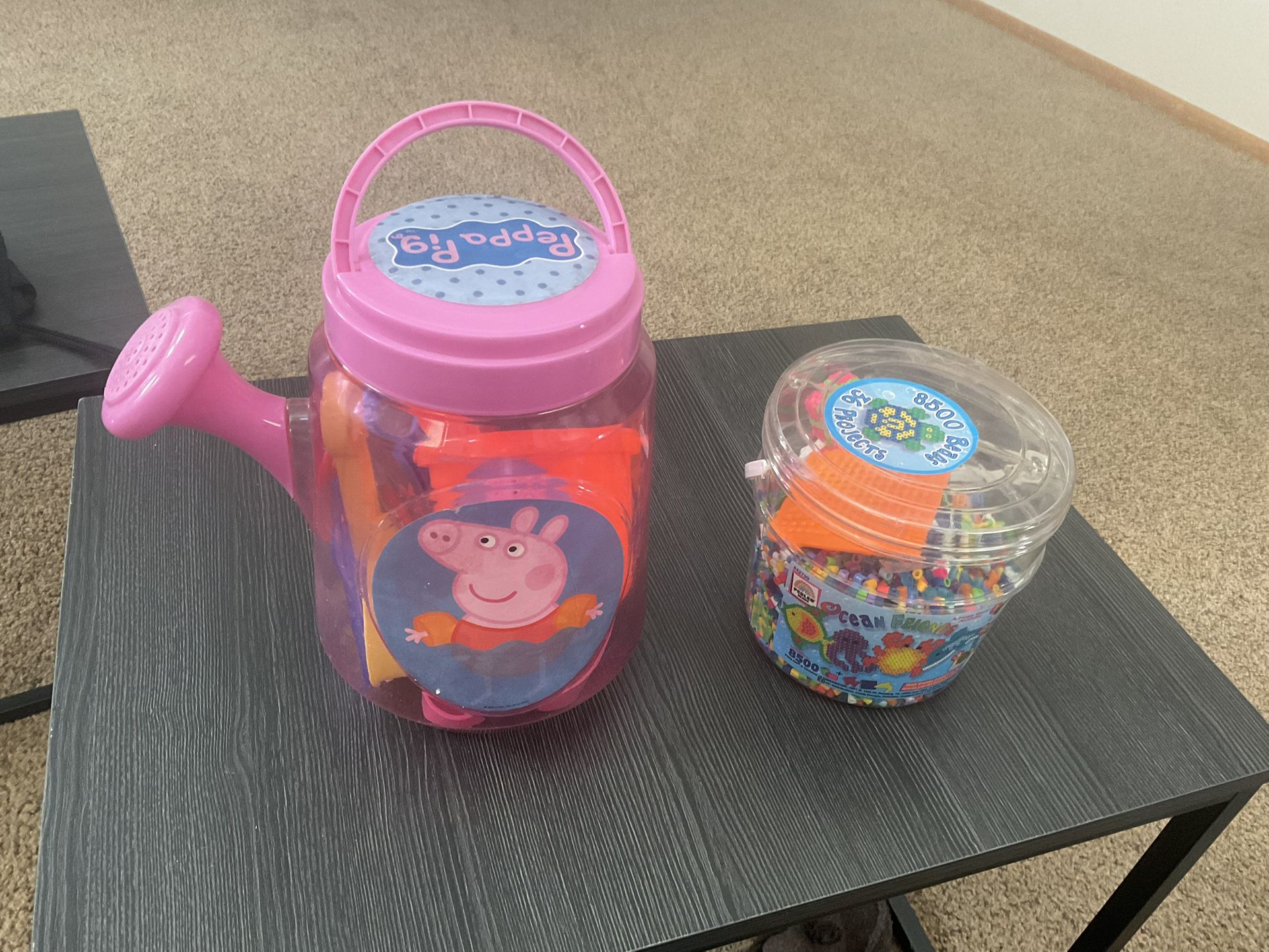 Peppa Pig 6 Pc Watering Can & Sandbox Play Kit + 8500 Pc Perler Beads Craft Kit Girls 