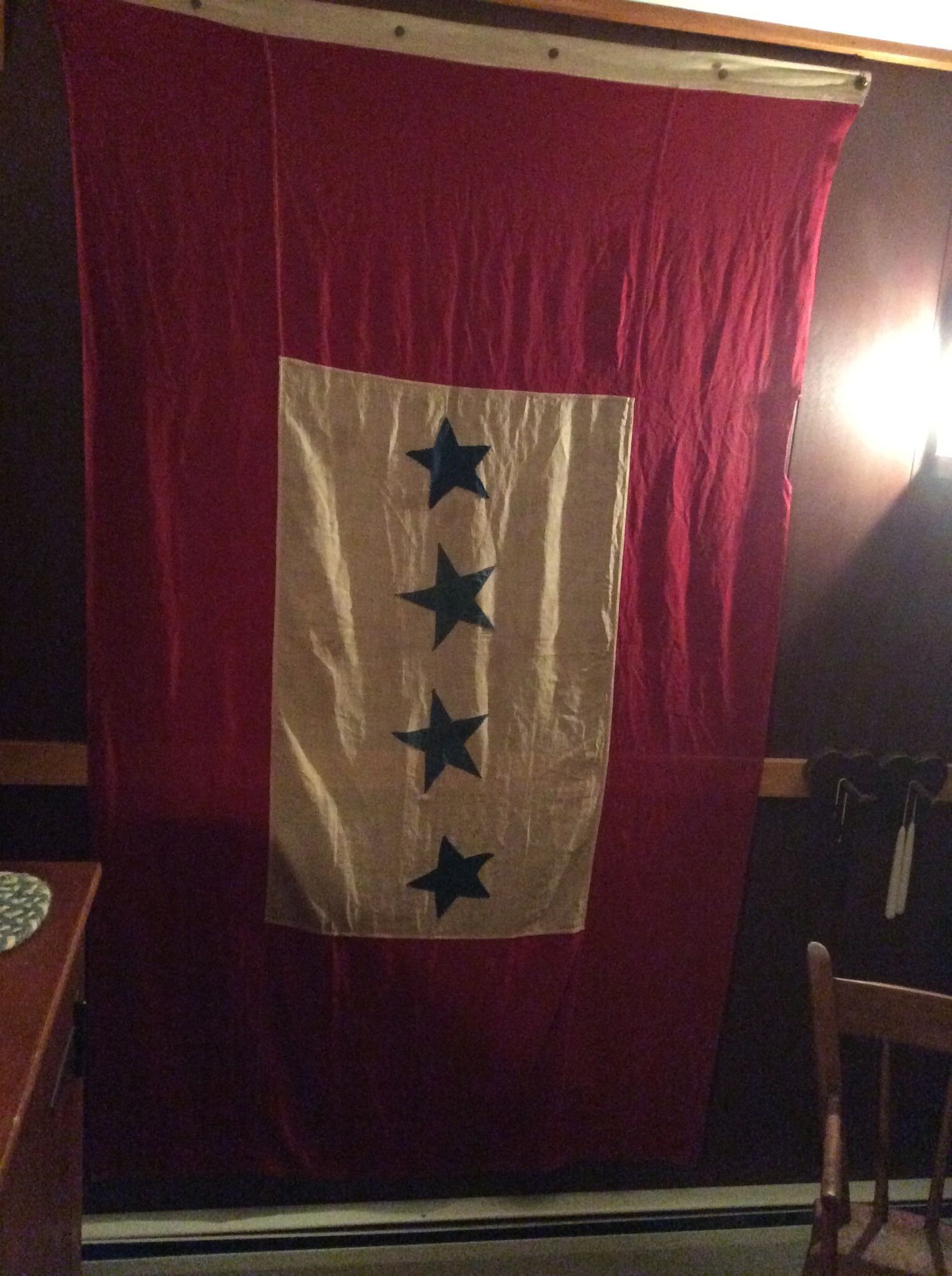 Antique Blue Star Flag Americana. 41” +68”
