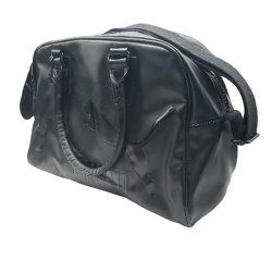 PUMA Duffle Weekender Top Zip Bag Black Faux Leather Travel Gym Travel