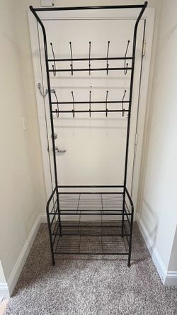 Coat Rack, Hall Tree with Shoe Bench, 4-in-1, 20 hooks