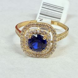 14K Gold & Synthetic Spinel & CZ Ring