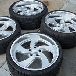 20 inch staggered Billet wheels and tires 5x120 or 5x4.75