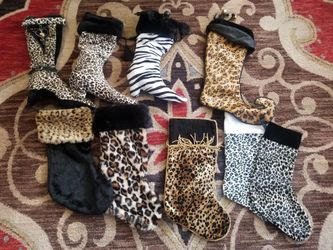 Various Cheetah Animal print Christmas Stockings 