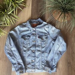 Vintage Levis Denim Jean Trucker Jacket Women Size L 90s Wash Classic Button (Chaqueta De Mujer)