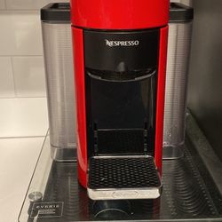 Red Nespresso Vertuo Coffee Maker + Pod Drawer Stand - Great Condition! 