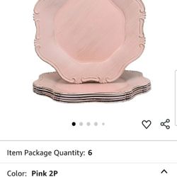 Pink Charger Plates Set of 6, Decorative Table Plastic Chargers for Dinner Plates, Party, Wedding