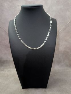 Solid Silver 16" Paper Clip Necklace