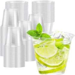 9 oz Clear Plastic Cups, 100 Pack Disposable Party Cups, PET Plastic Drinking Cups for Party & Wedding, Clear Cocktail Cups for Cold Drinks See more