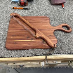 Custom Made Bread Board And Knife 