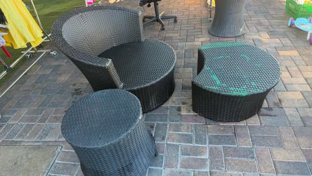 Outdoor Wicker Patio Chair and Tables Set 3