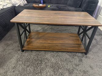 Industrial Coffee Table with Bottom Shelf