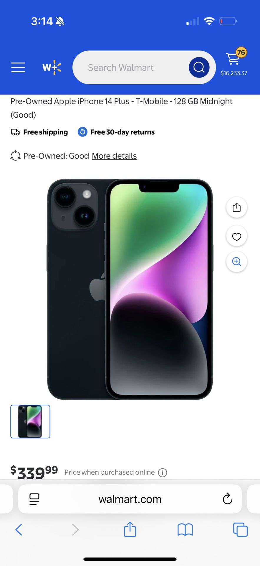 iPhone 14 Midnight 128GB T-Mobile
