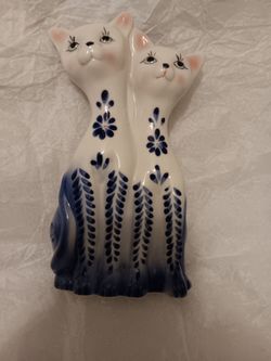 Vintage 1970 twin long-neck hand-painted cats humidifier- Anthropomorphic