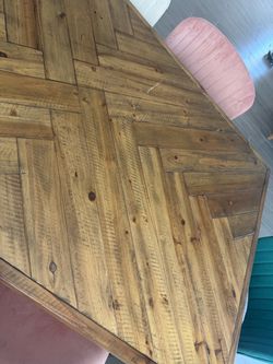 Rustic Wood Dining Table Herringbone Top