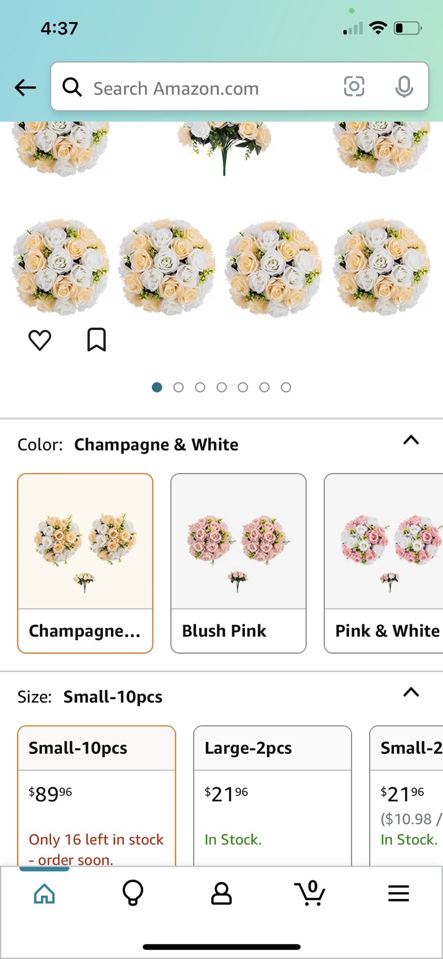 Nuptio Flower Ball Arrangement Bouquet: 10 Bunches of 15 Buds Champagne & White Fake Flowers Roses Balls for Centerpieces Tables - Artificial Rose Arr