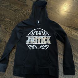 Girls Justice Black Zip Up Hoodie, Size 12