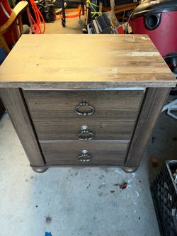 2-Drawer Wood Nightstand with Ring Pulls